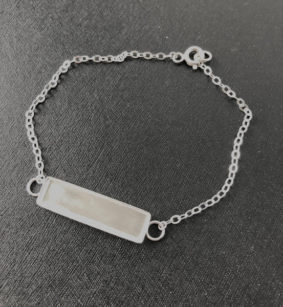 Bracelet Blank with Empty Rectangle Bezel Cup and Chain