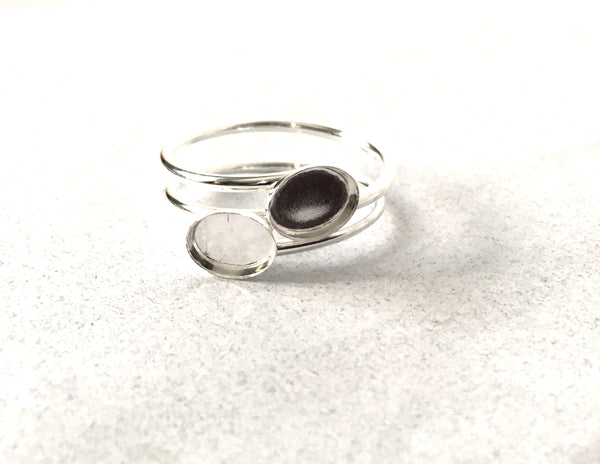 Triple Band Silver Double Oval Ring Blank