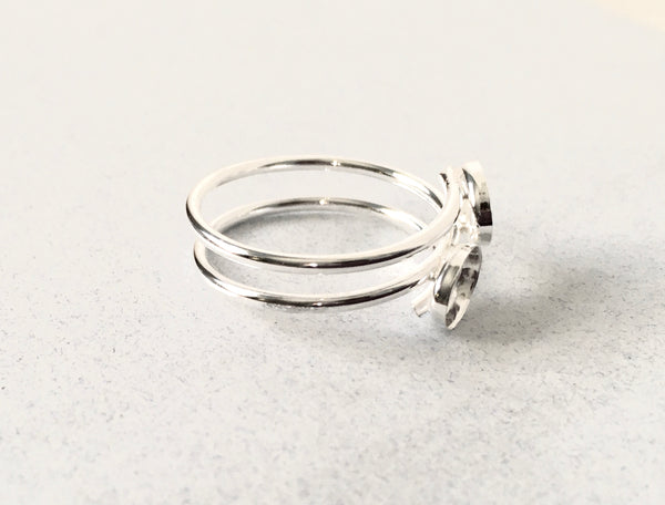 Triple Band Silver Double Oval Ring Blank