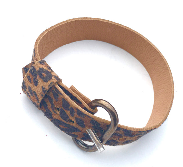 Leopard Print Leather Strap One-piece Strap Handmade various widths 10mm 12mm 14mm 16mm 18mm 20mm 22mm