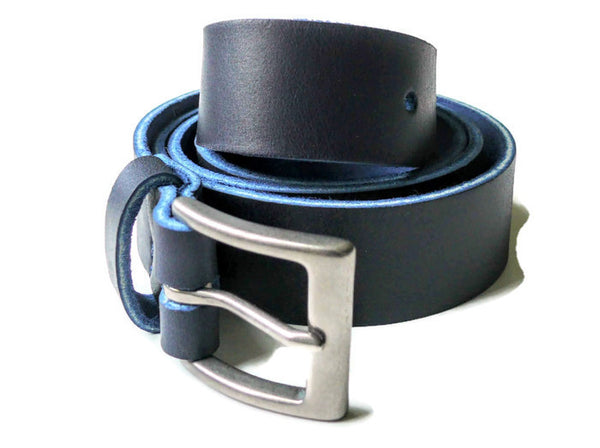 Navy Blue Men's Leather Belt, Horween Leather, Anniversary Gift, Gift for Him