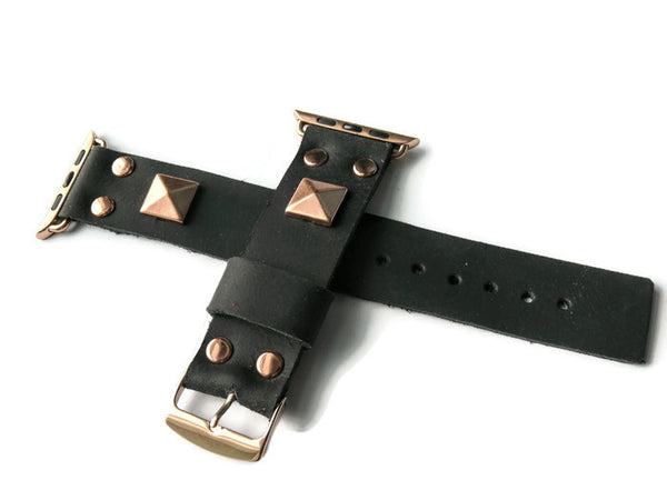 Leather Apple Watch band, Pyramid Stud band, 38mm leather watch band, Apple watch strap, iwatch band, apple watch leather band, apple watch