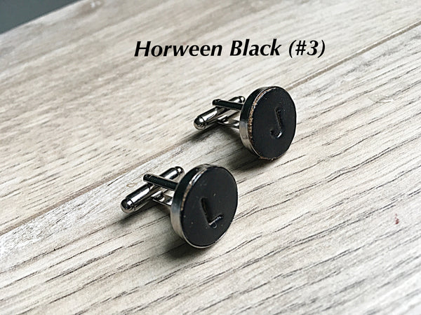 Custom Made Leather Cufflinks, Hand Stamped Personalized Cufflinks, Gift for Him, Anniversary Present