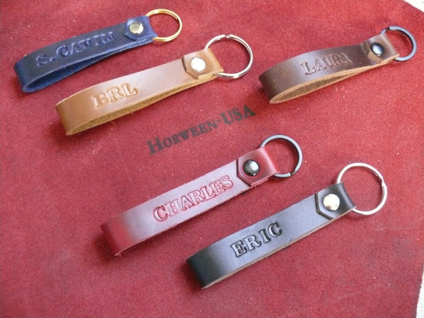 Custom Leather Key Ring Hand stamped personalized key chain, keychain gift, personalized gift idea, anniversary gift, wedding gift
