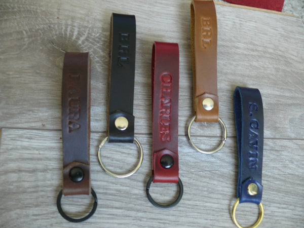 Custom Leather Key Ring Hand stamped personalized key chain, keychain gift, personalized gift idea, anniversary gift, wedding gift