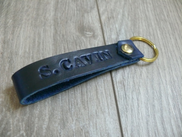 Custom Leather Key Ring Hand stamped personalized key chain, keychain gift, personalized gift idea, anniversary gift, wedding gift