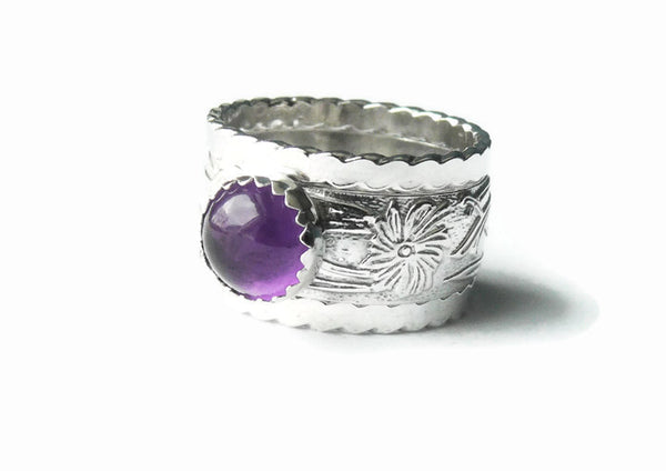 Sterling silver purple amethyst ring