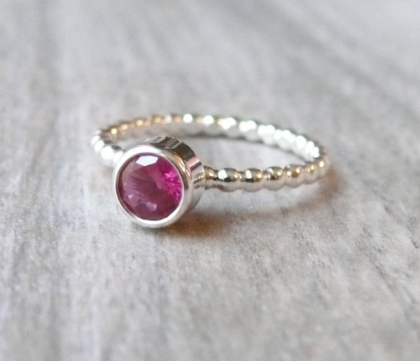 CZ stacking birthstone ring