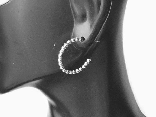 Sterling silver hoop earrings small hoops, sterling silver hoops, silver post hoops beaded hoops, sterling silver earrings