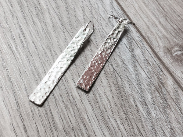 sterling silver industrial bar earrings