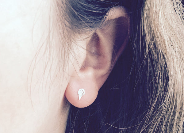 Sterling silver leaf stud earrings, tiny studs, post earrings, botanical boho jewelry, tiny silver studs, leaf earrings