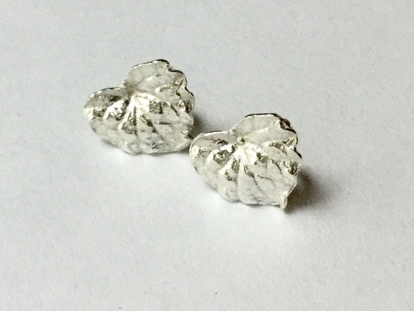 Sterling silver leaf earrings, leaf stud earrings, silver leaves studs