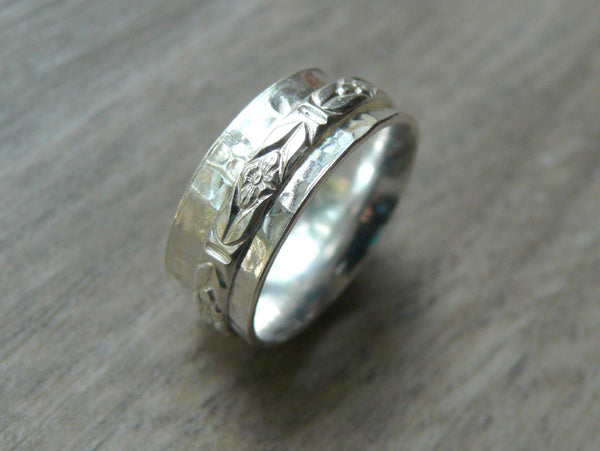 Sterling silver spinner ring worry ring fidget ring anxiety ring rolling ring sterling silver ring silver spinning ring