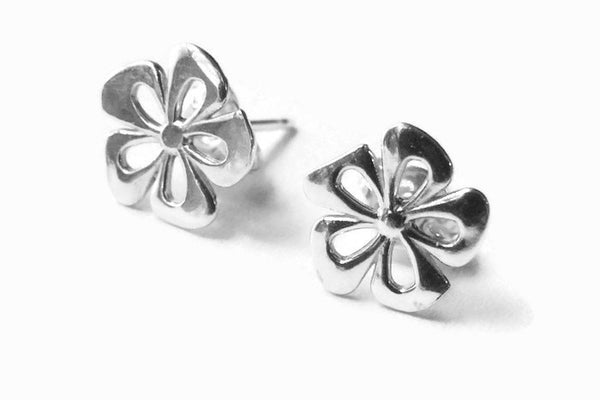 silver flower studs