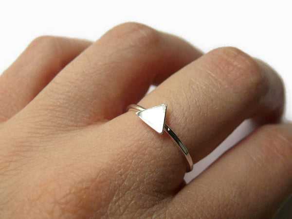 Sterling silver triangle ring • Geometric jewelry • Silver stacking ring • Handmade silver ring