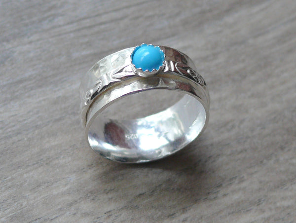 Sterling silver turquoise ring silver spinner ring spinning fidget anxiety ring worry ring sterling silver ring