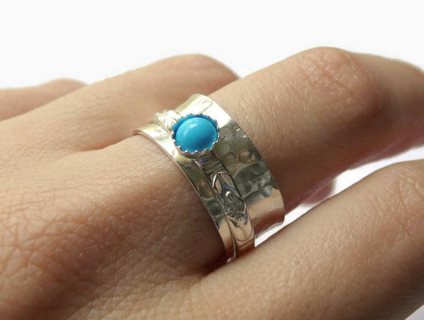 Sterling silver turquoise ring silver spinner ring spinning fidget anxiety ring worry ring sterling silver ring