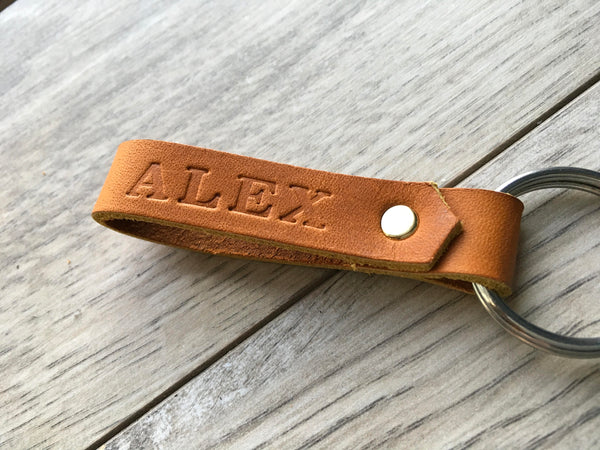Personalized Leather Key Ring Hand stamped personalized key chain, keychain gift, personalized gift idea, anniversary gift, wedding gift