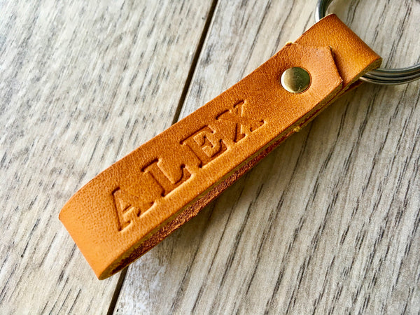 Personalised Leather Key Ring, Hand stamped personalized key chain, keychain gift, personalized gift idea, corporate gift idea, wedding gift