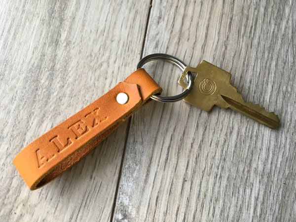 Personalized Leather Key Fob,  Hand stamped personalized key chain, keychain gift, personalized gift idea, anniversary gift, wedding gift