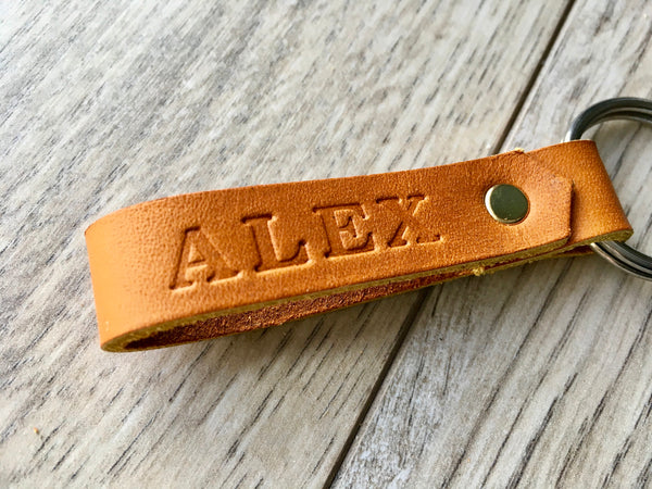 Personalized Leather Key Ring Hand stamped personalized key chain, keychain gift, personalized gift idea, anniversary gift, wedding gift