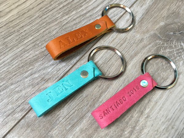 Personalized Leather Key Fob,  Hand stamped personalized key chain, keychain gift, personalized gift idea, anniversary gift, wedding gift
