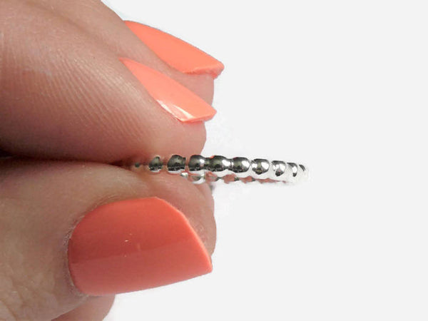 Silver bead ring • Sterling silver ring • Stacking Dot ring • Layering beaded ring • Sterling silver stacking ring • Dotted ring