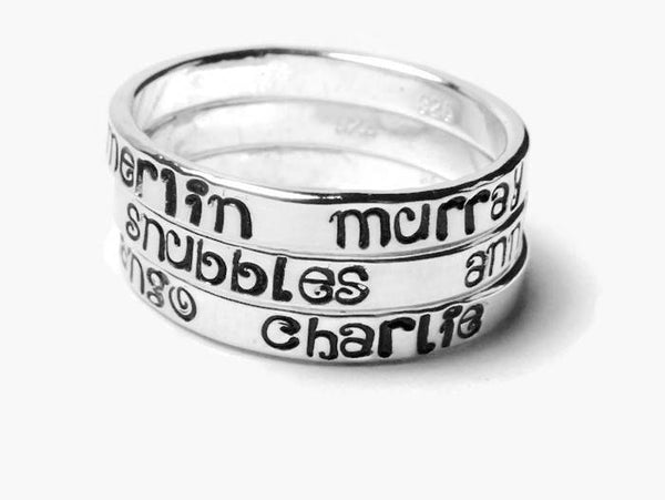 custom engraved sterling silver rings
