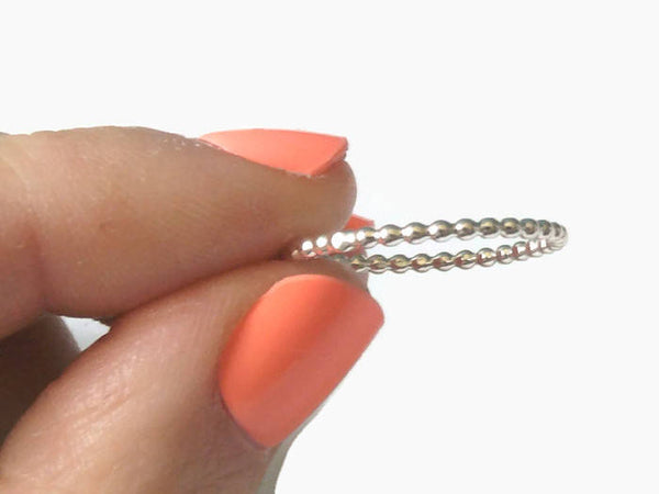 Sterling silver ring • Silver dot ring • Silver beaded ring • Silver ball chain ring • Sterling silver stacking ring • Thin dot ring
