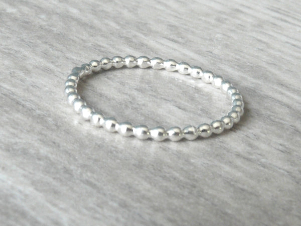 Sterling silver ring • Silver dot ring • Silver beaded ring • Silver ball chain ring • Sterling silver stacking ring • Thin dot ring