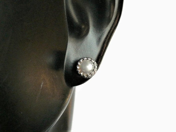 Pearl studs • Freshwater pearl earrings stud • Sterling silver pearl stud earrings
