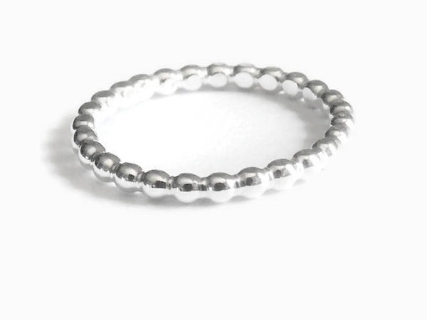 Silver bead ring • Sterling silver ring • Stacking Dot ring • Layering beaded ring • Sterling silver stacking ring • Dotted ring