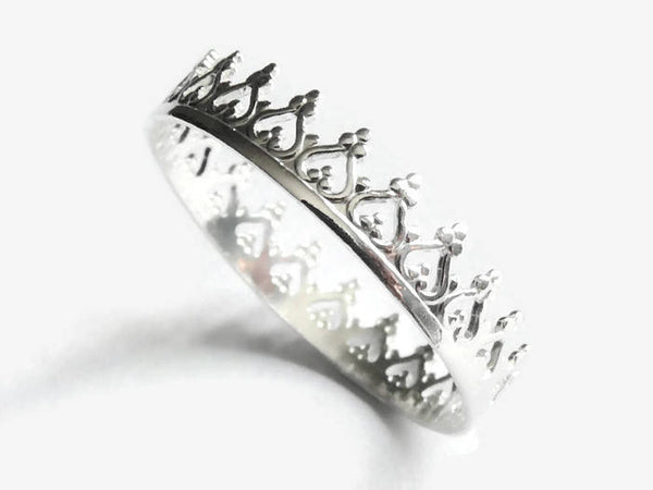 Silver Crown ring • Sterling silver ring • Princess ring • Argentium silver ring • Argentium ring Sterling Silver stacking ring