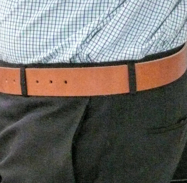 brown leather belt for men modeled