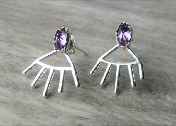 sterling silver amethyst jacket earrings