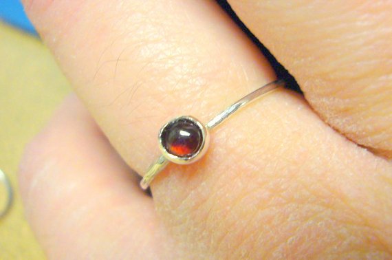 Silver garnet ring / Stacking ring Sterling Silver stacking gemstone ring / Stackable ring / Red gemstone ring sterling silver ring