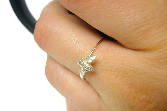 Silver Bee Ring • Tiny bee ring • Honey Bee Ring Sterling silver stacking ring