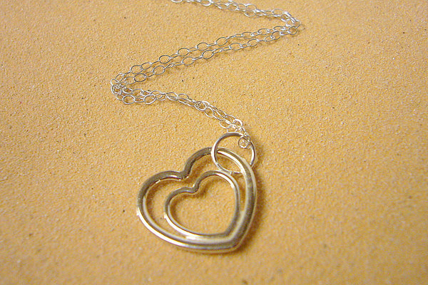 Sterling silver heart pendant necklace sterling silver heart jewelry open heart necklace double heart love necklace