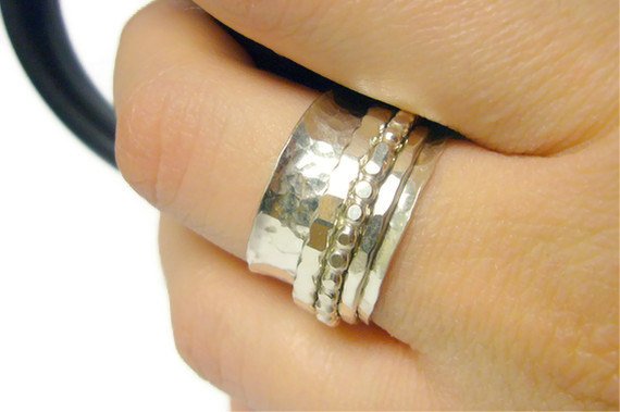 Sterling silver spinner ring • Worry ring for her • Anxiety ring fidget ring • Silver rolling ring thumb ring sterling silver ring