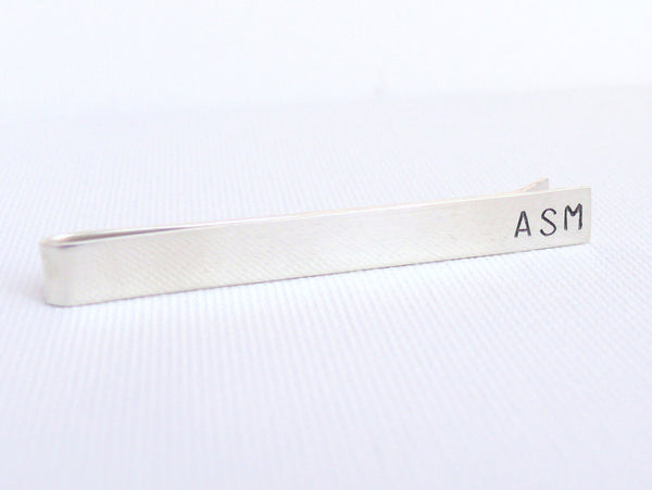 Sterling Silver Tie Clip | Personalized Monogram Tie Bar