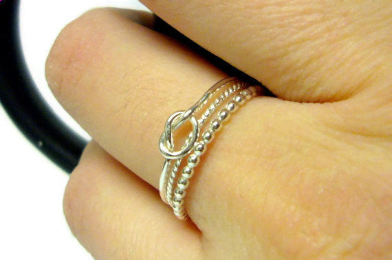 Silver knot ring stack set Sterling silver stacking rings set sterling silver ring stackable rings infinity knot ring