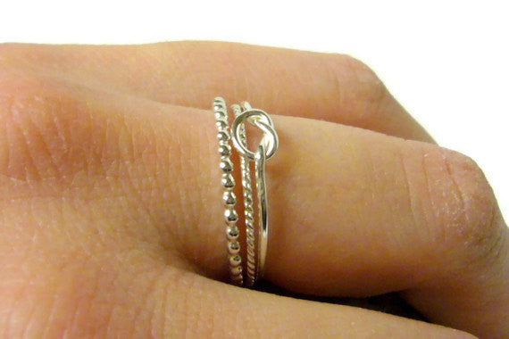 Silver knot ring stack set Sterling silver stacking rings set sterling silver ring stackable rings infinity knot ring
