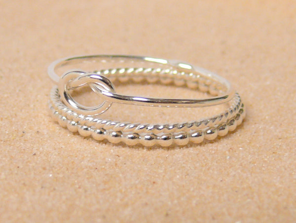 Silver knot ring stack set Sterling silver stacking rings set sterling silver ring stackable rings infinity knot ring