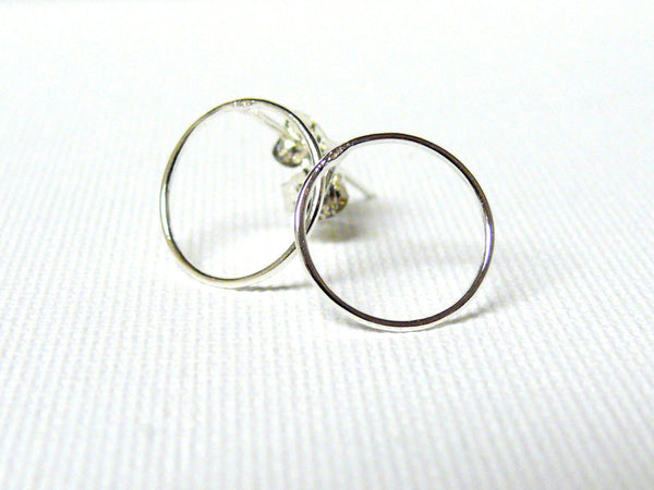 Sterling silver circle earrings infinity studs eternity circle geometric jewelry Sterling Silver Hoop Earrings sterling silver earrings