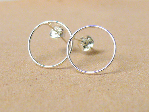 Sterling silver circle earrings infinity studs eternity circle geometric jewelry Sterling Silver Hoop Earrings sterling silver earrings