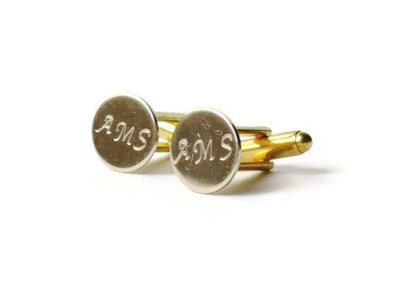 gold monogram cuff links
