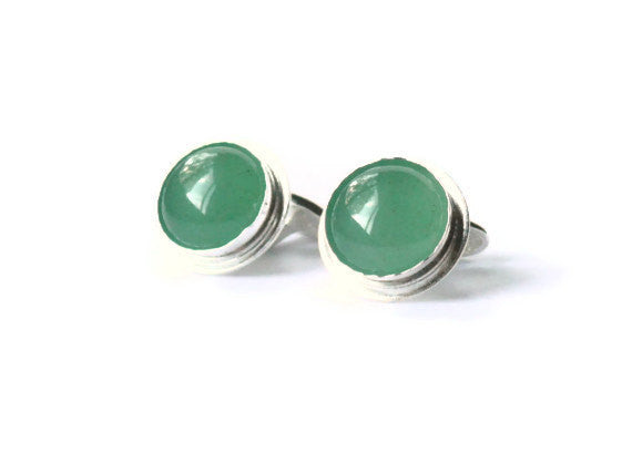 Silver aventurine cufflinks solid sterling silver cufflinks mint green groom cufflinks stone cufflinks wedding cuff links