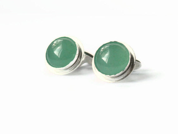 Silver aventurine cufflinks solid sterling silver cufflinks mint green groom cufflinks stone cufflinks wedding cuff links