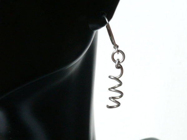 Silver corkscrew earrings dangle earrings Sterling silver earrings silver drop earrings eco friendly