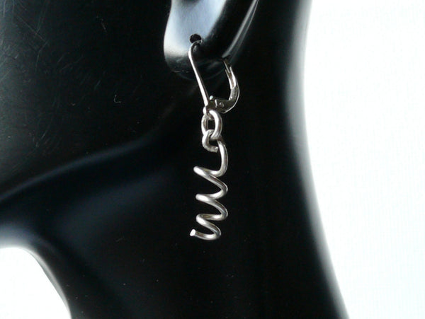 Silver corkscrew earrings dangle earrings Sterling silver earrings silver drop earrings eco friendly